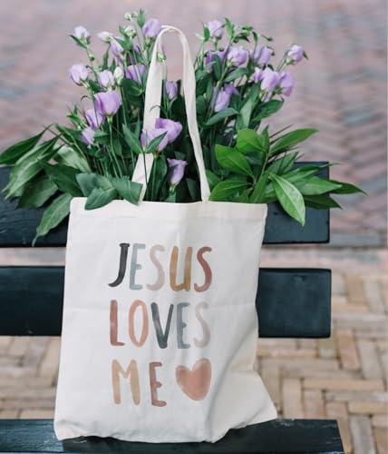 Jesus Love Me Bible Tote Bag - Inspirational Christian Church Gift