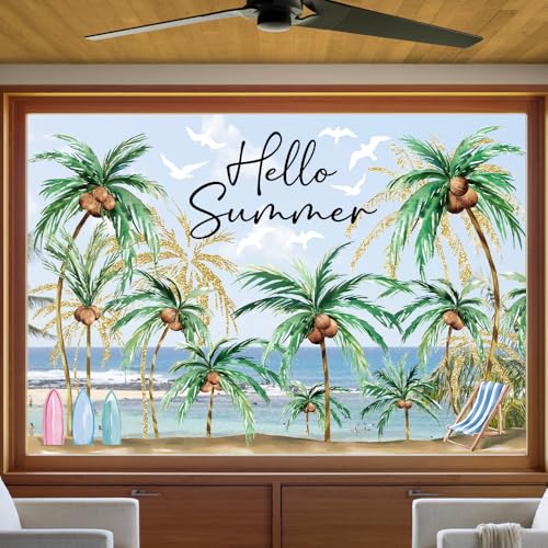 Extra Large Hello Summer Window Clings - Double Sided Decor