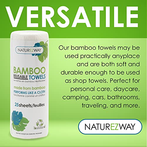 NatureZway Bamboo Perforated Towels - Eco-Friendly Rayon, 25 Sheets