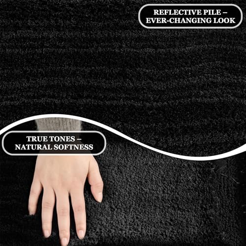 RORA Black Non-Slip Bathroom Rug 18x24 - Plush Washable Bath Mat