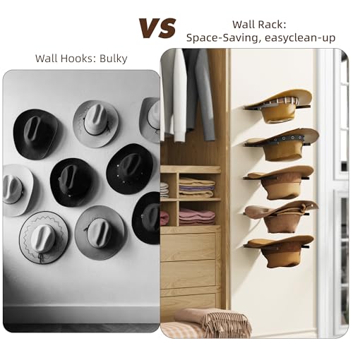 Metal Hat Rack Wall Mount – 2-Pack Space-Saving Cowboy Hat Holder