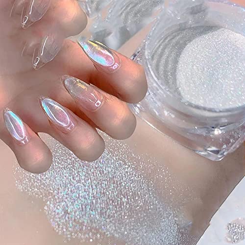Vonrui Pearl Ice White Nail Chrome Powder 2 Boxes Aurora Pigment