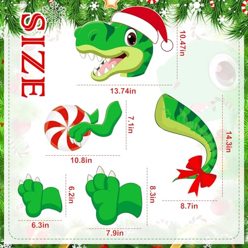 Dinosaur Christmas Tree Topper Ornament with Santa Hat & Peppermint - Variation of THIS listing