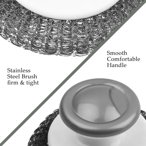 KTOJOY 2 Pack Stainless Steel Wool Scrubbers - Heavy-Duty Kitchen & Bathroom Cleaning Pads