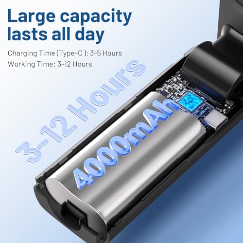 Lerat Midnight Black Portable Handheld Turbo Fan - 12H Runtime, 5 Speeds, LED Display & Flashlight