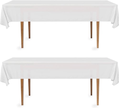 DecorRack Rectangular Tablecloths - BPA-Free Plastic, 54 x 108 Inch | Disposable & Reusable, White (2 Pack)