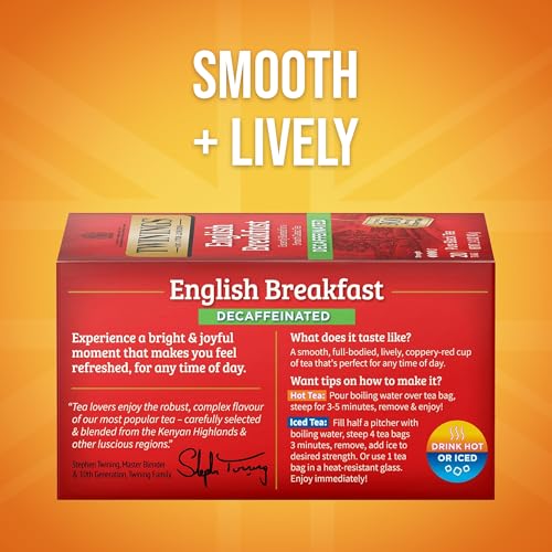 Twinings Decaffeinated English Breakfast Tea Bags, 20 Count (6 Pack)