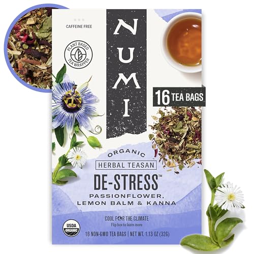 Numi Organic De-Stress Herbal Tea, 16 Caffeine-Free Bags