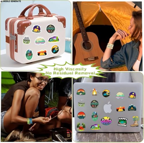 74-Piece Camping Party Favors Set: 24 Slap Bracelets & 50 Stickers