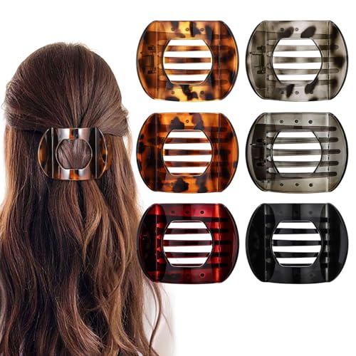 Flat Hair Claw Clips 6-Pack - Tortoiseshell Non-Slip French Barrettes