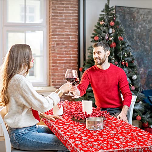 Christmas Snowflakes Tablecloth - Waterproof Rectangle Table Cover 137cm x 274cm