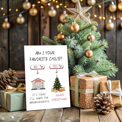 Funny Christmas Card for Parents - Blank Inside, Luxury Quality