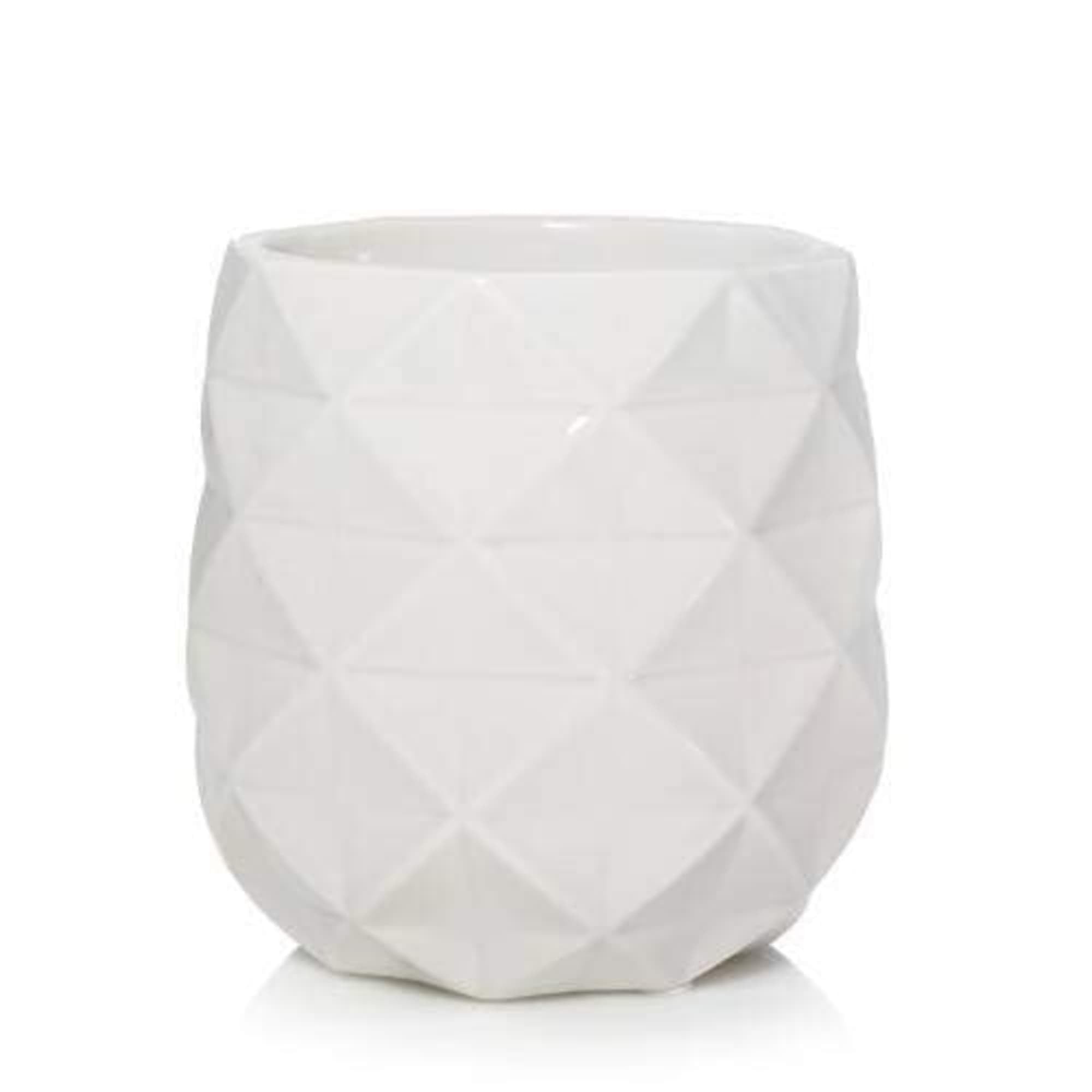 Yankee Candle Langham Collection Scenterpiece Wax Warmer with Auto Timer, White, Multi-Faceted Ceramic, 6-Foot Power Cord