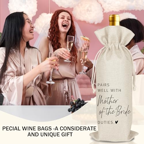 Mother of the Bride Wine Gift Bag Reusable Cotton Linen Burlap