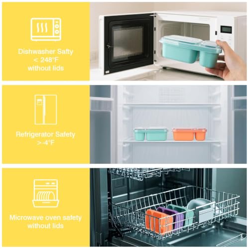 DOSEWART 2-Compartment Reusable Snack Container, Eco-Friendly Wheat Straw