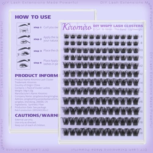 Kiromiro Wispy Lash Clusters DIY Eyelash Extensions 8-18mm 144pcs C Curl
