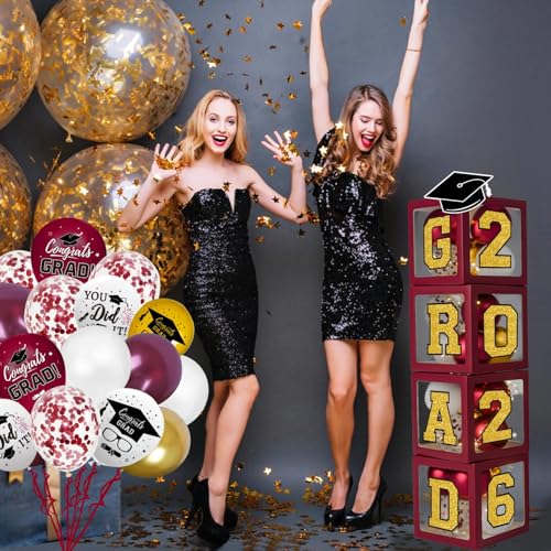 Maroon and Gold Graduation Decorations Class of 2026 Set