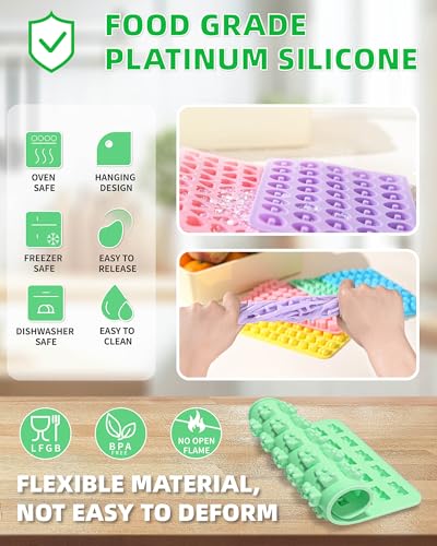KKDINDAN 5-Piece Silicone Gummy Mold Set with Droppers & Cleaning Brush