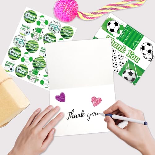24 Pack Soccer Thank You Cards 4 x 5.25 Inches for Kids