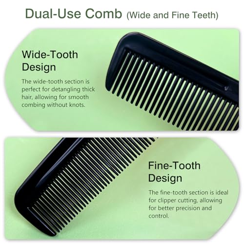 Zoolinn Black Pocket Comb Set 5-Piece Sturdy Hair and Beard Grooming Tools