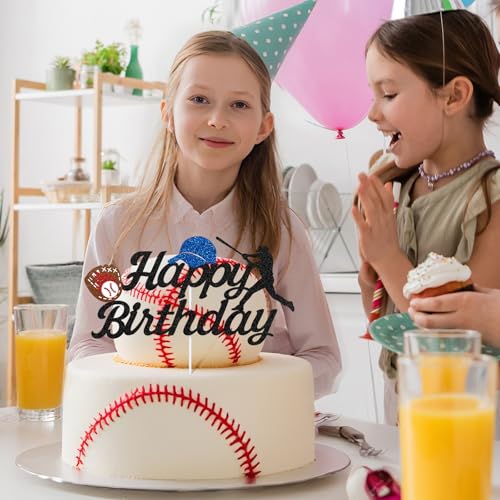Baseball Birthday Cake Topper - Glitter Sport Decoration