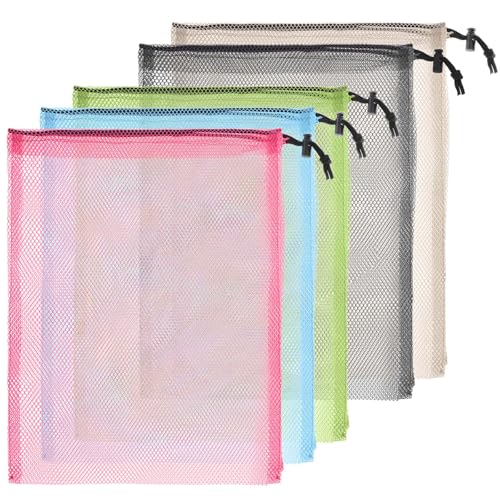 Hariendny 6-Pack Nylon Mesh Laundry Bags - 11x15 Inch with Drawstring
