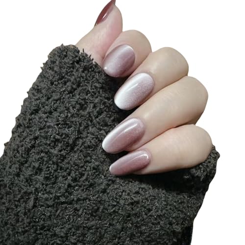 Cat Eye Press On Nails Handmade Magnetic Shimmer False Nails Large