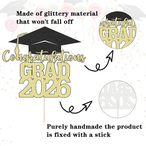 2026 Graduation Cake Topper - Congrats Grad Party Decoration