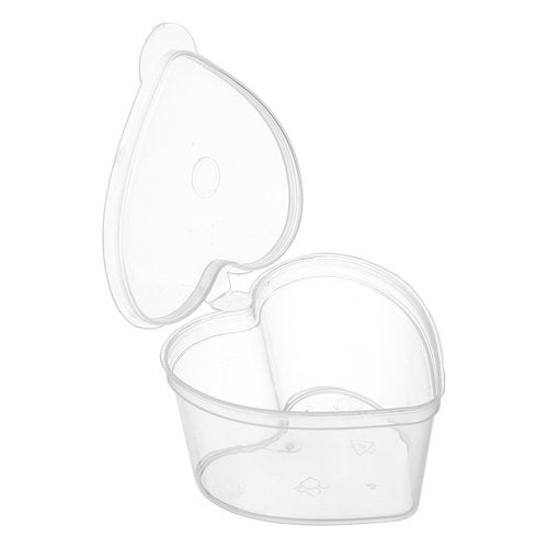 Frcctre 200 Pack 1.5 oz Disposable Plastic Portion Cups with Lids, Heart Shaped Plastic Jello Shot Cup Souffle Cups Leak Proof Condiment Containers for Sauces, Samples, Jello Shot, Slime, Craft