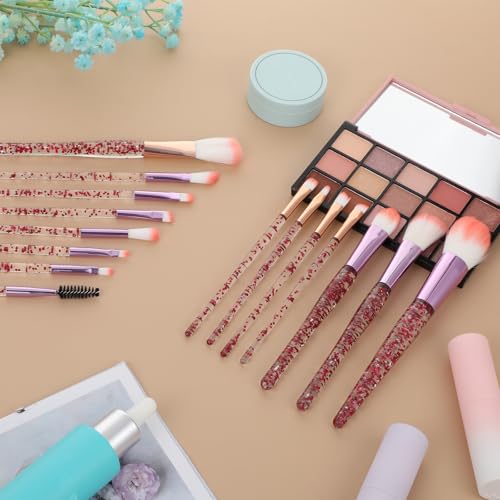 AOZUO 15-Piece Red Crystal Makeup Brush Set with Soft Fluffy Bristles