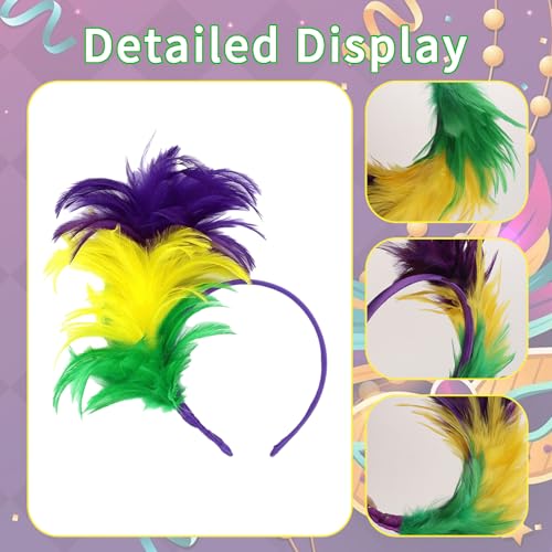 Mardi Gras Feather Headband 1920s Flapper Headpiece Costume Accessory
