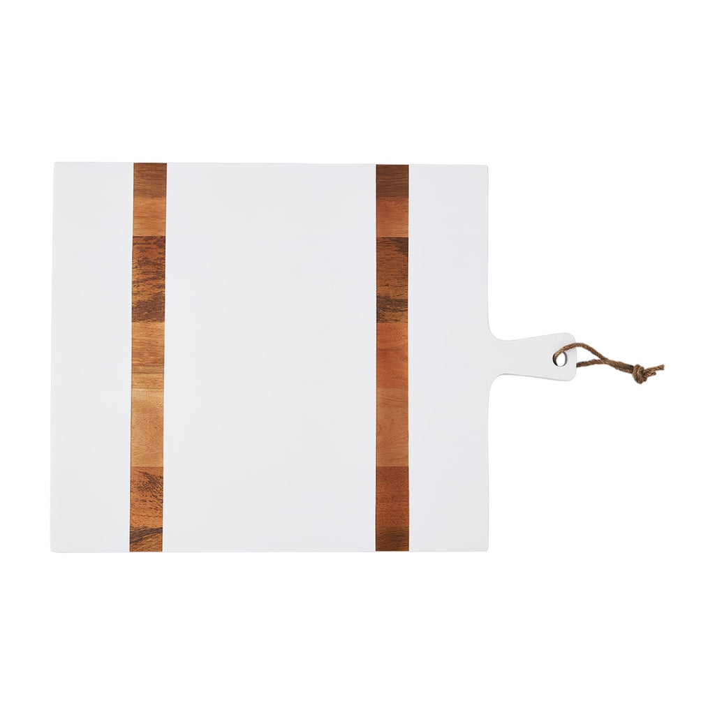Mud Pie Wooded Square Board,White, 23 1/4" x 16 3/4"