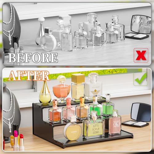 Yieach Black 3-Tier Perfume Display Stand for Men Collection Organizer