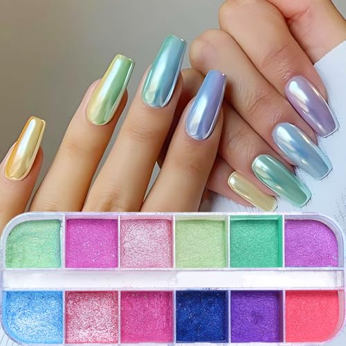 Brtavizvy Gradient Neon Pearlescent Nail Powder 2-Box Set