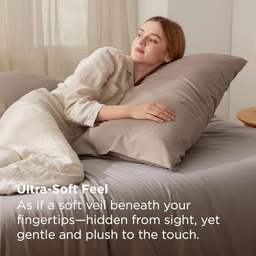 Bedsure Queen Pillow Cases Set of 2 - Khaki Microfiber, 20x30 Inches