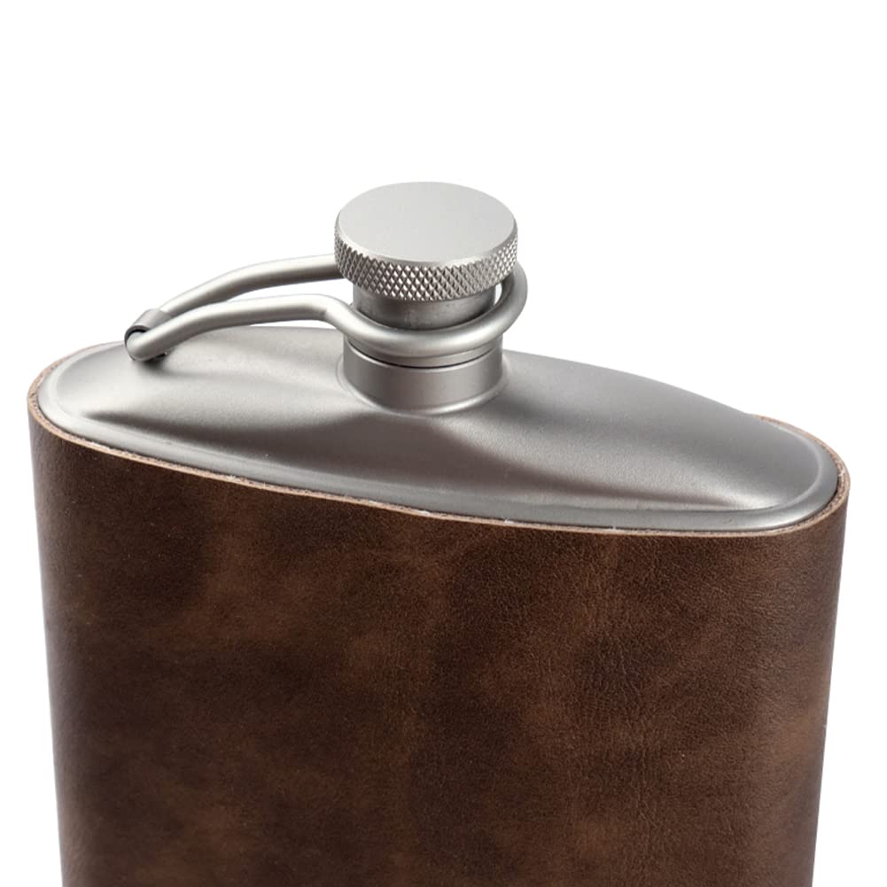 SILVERANT Titanium Ultralight 7.44oz/220ml Hip Flask Canteen, Lightweight Compact Outdoor Flask, Limited Edition With Leather Case & Funnel