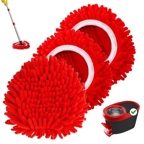 Baderke Chenille Duster Mop Head Refills - 3 Pack for Floor Cleaning