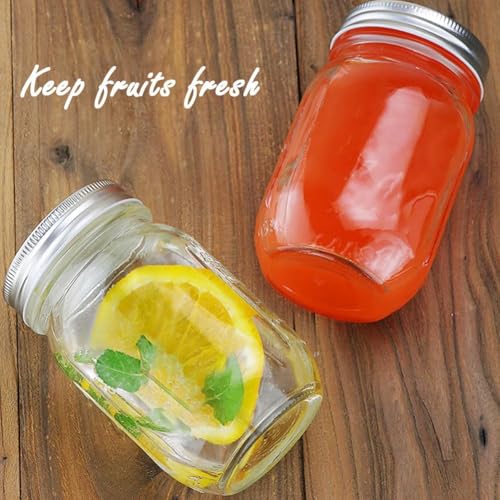 16oz Glass Mason Jars - 2 Pack with Airtight Lids for Food Storage