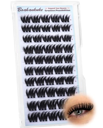 Boahankuke Lash Clusters Wispy 10-14mm Short Eyelash Extensions Invisible Band