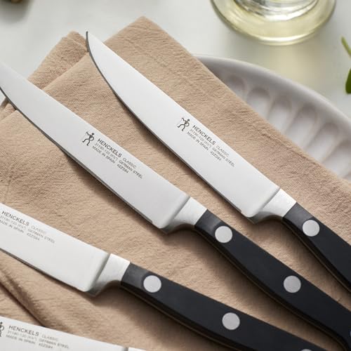 Black Stainless Steel 4-Piece Steak Knife Set - Razor-Sharp, German Designed