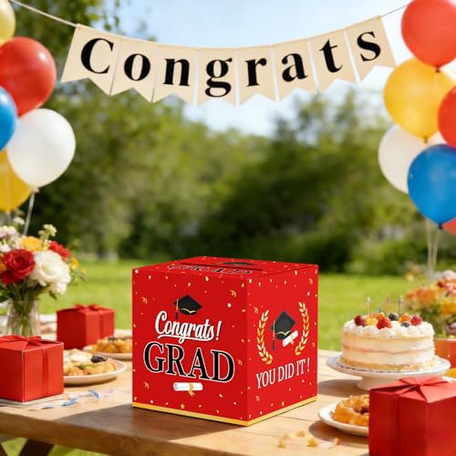 2026 Red Graduation Card Box – Elegant Party Decoration
