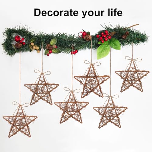 6 Pcs 12 Inch Star Shaped Natural Grapevine Wreath Set for DIY Crafts, Christmas & Home Decor