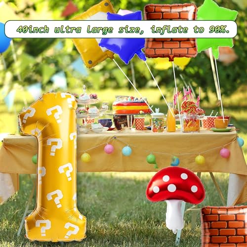 40 Inch Giant Number 1 Balloon Set for Video Game Birthday Party