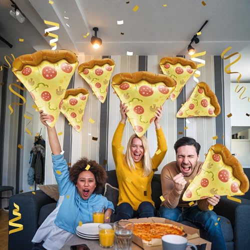 23-Inch Pizza Slice Foil Balloons - Set of 6 for Parties