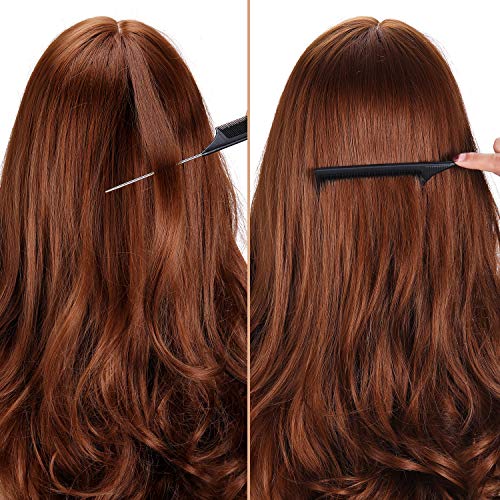 Leinuosen 2 Pcs Rat Tail Combs Carbon Fiber Metal Pin Teasing Hair