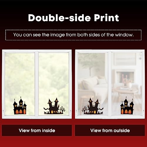 45 PCS Halloween Window Cling Stickers - Castle & Tree Decor for Parties