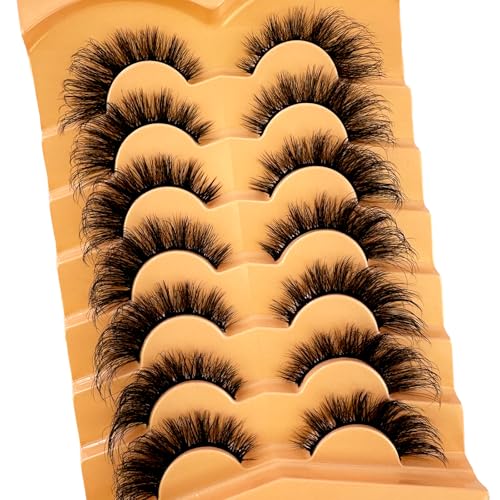 7 Pairs Wispy False Eyelashes Fluffy Faux Mink Strip Lashes
