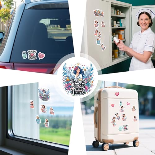 BETANAS 60 PCS Nurse Stickers Waterproof Motivational Medical Decals
