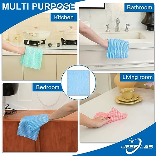 JEBBLAS Reusable Cleaning Towels - 50 Pack Blue, 13.8" x 15.8"
