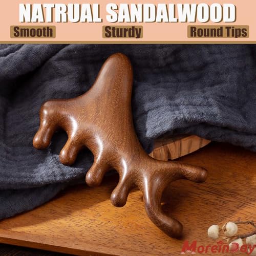 Natural Sandalwood Scalp Massager & Wide Tooth Hair Comb for Stress Relief